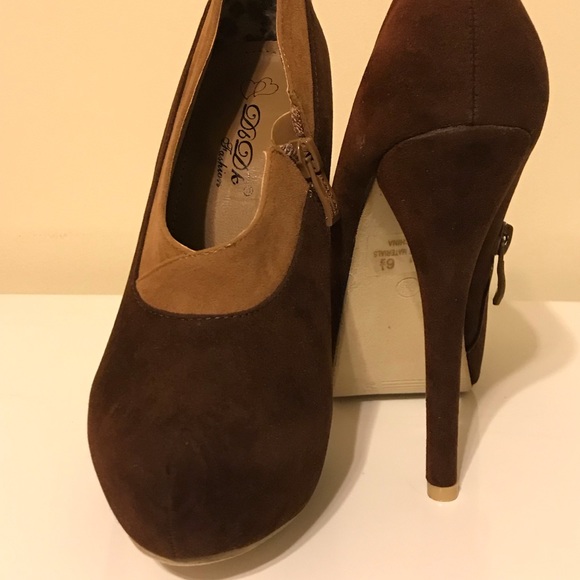 Brown Velvet Platform High Heel Booties DbDk - Picture 2 of 3